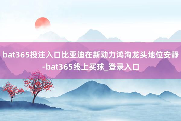 bat365投注入口比亚迪在新动力鸿沟龙头地位安静-bat365线上买球_登录入口