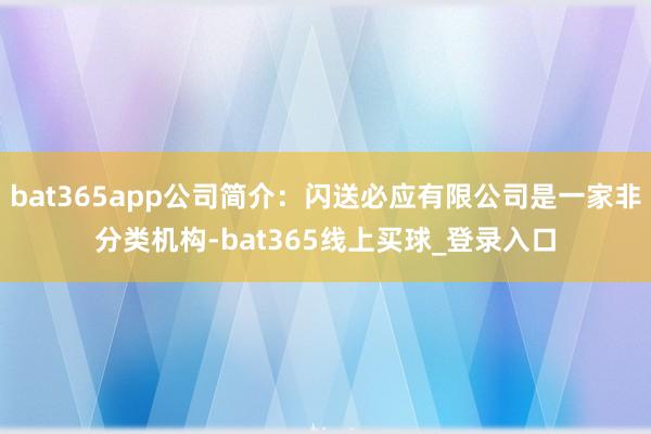 bat365app公司简介：闪送必应有限公司是一家非分类机构-bat365线上买球_登录入口