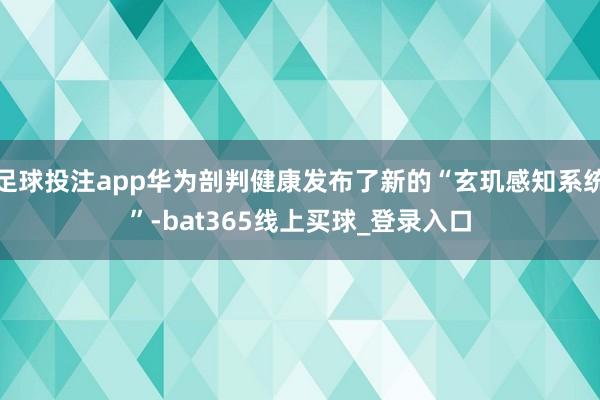 足球投注app华为剖判健康发布了新的“玄玑感知系统”-bat365线上买球_登录入口