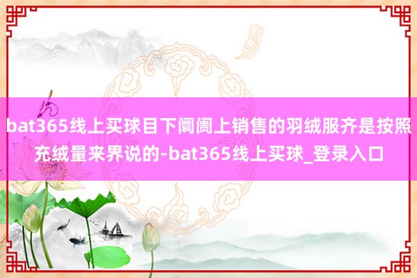 bat365线上买球目下阛阓上销售的羽绒服齐是按照充绒量来界说的-bat365线上买球_登录入口