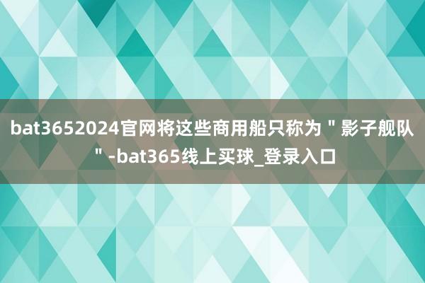bat3652024官网将这些商用船只称为＂影子舰队＂-bat365线上买球_登录入口