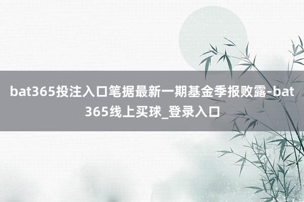 bat365投注入口笔据最新一期基金季报败露-bat365线上买球_登录入口 bat365投注入口笔据最新一期基金季报败露-bat365线上买球_登录入口