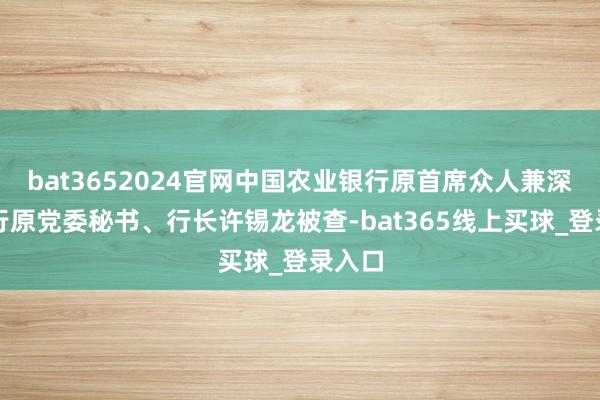 bat3652024官网中国农业银行原首席众人兼深圳分行原党委秘书、行长许锡龙被查-bat365线上买球_登录入口