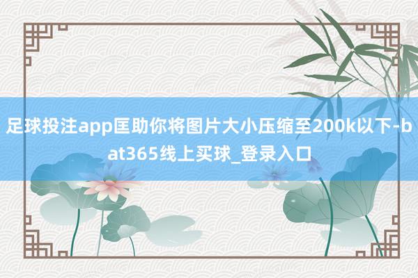 足球投注app匡助你将图片大小压缩至200k以下-bat365线上买球_登录入口