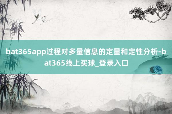 bat365app过程对多量信息的定量和定性分析-bat365线上买球_登录入口