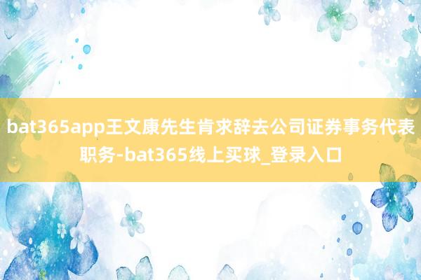 bat365app王文康先生肯求辞去公司证券事务代表职务-bat365线上买球_登录入口
